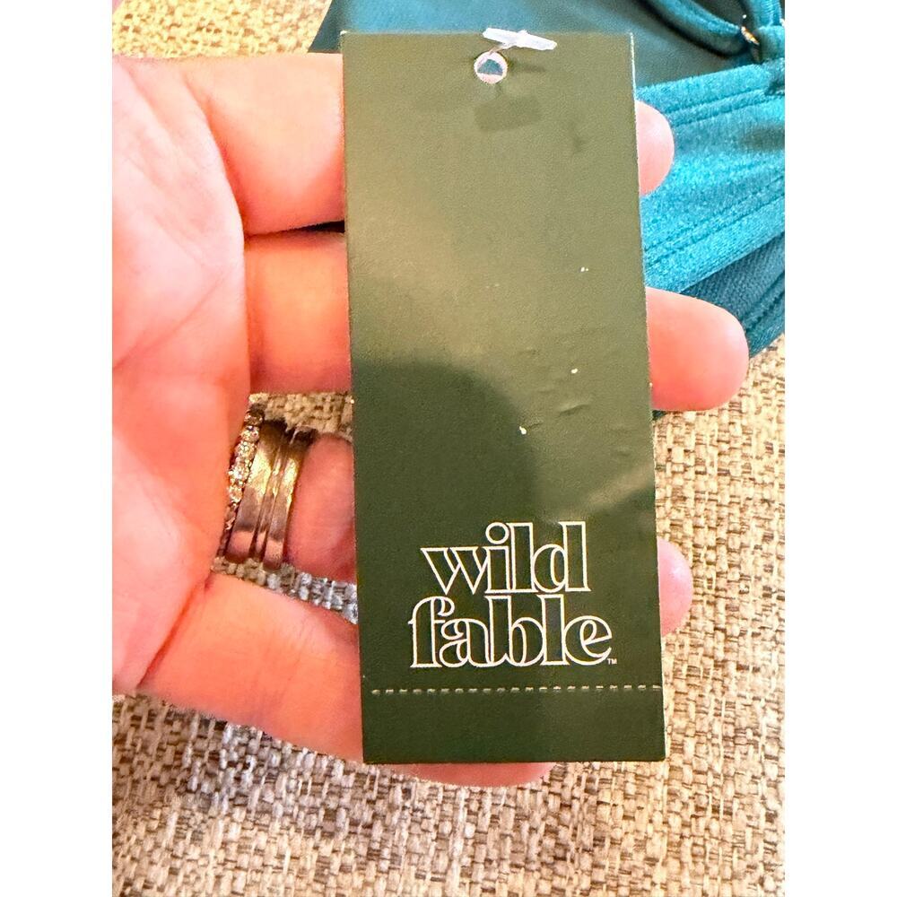 Wild Fable Women's High Shine Center Shell Bralette Teal Green Bikini Top Sz. S - Picture 6 of 10